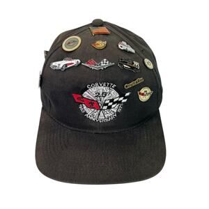 Vintage Corvette 25th Anniversary Hat Black SnapBack 1978 Patch Logo w/ 12 Pins